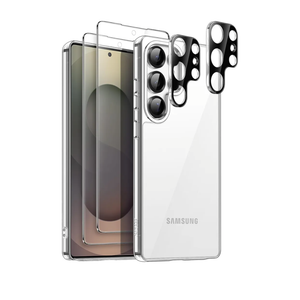 JETech Case for Samsung Galaxy S25 Ultra 5G with 2-Pack Each Tempered Glass Screen Protector and Camera Lens Protector, 5 in 1 Non-Yellowing Shockproof Bumper Phone Cover (Clear)