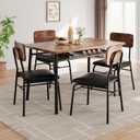 IDEALHOUSE Dining Table Set for 4 with Storage Rack, 5-Piece Kitchen Table and Upholstered Chairs of 4, Wood Tabletop & Heavy-Duty Metel Frame, Dining Room Set for Small Space, Apartment, Brown