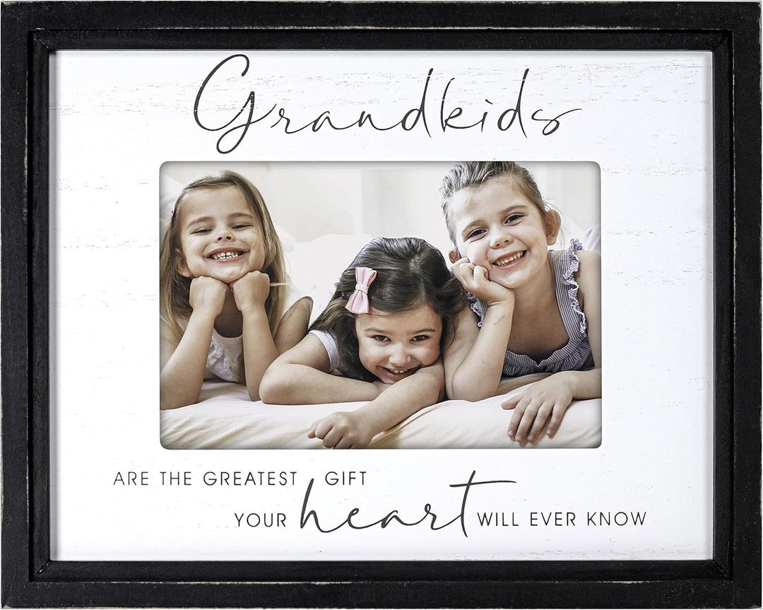 Malden International Designs 4x6 Grandkids Script Sentiments Picture Frame Grandkids Are The Greatest Gift Your Heart Will Ever Know White MDF Wood Frame Raised Black Outer Wood Moulding