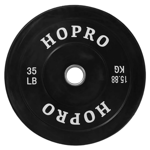 35lb Hopro Olympic Bumper Plate Weight Plate with Steel Hub, Pair
