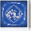 American Mahjong Mat for Table 32.6"x32.6" Blue Plum Blossoms