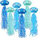 ADLKGG Blue Jellyfish Paper Lanterns, Under The Sea Party Decorations, Hanging Smile Face Jelly Fish Paper Lanterns for Mermaid Theme Party Ocean Birthday Decorations Baby Shower Classroom Decor