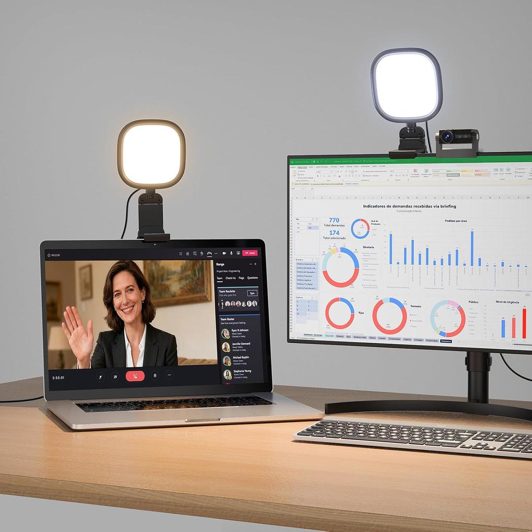Upgraded Ring Light for Laptop, Monitor & Desk Eye-Caring Diffused LED Computer Light with Screen-Safe Clip, Adjustable Monitor Mount, CRI 97.8+, 50 Lighting Modes for Zoom, Video Calls & Streaming