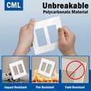 CML Matte White Decorator Screwless Wall Plate, 2-Gang Outlet Covers, 4 Pack Decorative Light Switch Plates, Scratch and Impact Resistant, Polycarbonate, Standard Size 4.68 X 4.72