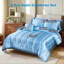 Bedding_Dreamer Satin Comforter Set King Size, 8 Piece Bed in a Bag Baby Blue with Sheets, Silky Soft Polyester Satin Bedding Set, Lightweight, 16 Inch Deep Pocket, Fresh Coastal Style