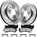 Front Brake Pads and Rotors Kit Compatible with 1999-2006 Chevy Silverado 1500, 2000-2006 Chevy Tahoe, 2000-2006 Chevy Suburban 1500, 305mm(12in)- 6 lugs configuration| Front Brake Rotors
