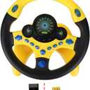Coherny Simulated Driving Controller Portable Simulated Driving Steering Wheel Copilot Toy Children's Educational Sounding Toy Small Steering Wheel Toy Gift Funny Interactive Driving Wheel with Music (Yellow)