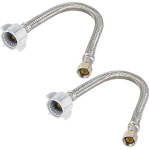 2-Pack EFIELD 12-inch Toilet Water Supply Connector Line Braided Stainless Steel Hose, 7/8 Female Ballcock Thread x 3/8" COMP,(HOSE049)
