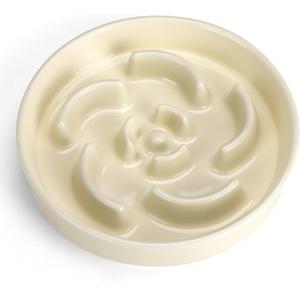 Slow Feeder Dog Bowl, Ceramic 1.5 Cups Dog Food Bowls for Small, Medium, and Large Breed, Anti-Slip Maze Puzzle Food Dish to Slow Down Eating (White, 1.5 Cups)