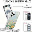 for iPhone 16 Pro Max Case, Floral Clear Cases for iPhone 16 Pro Max, Cute Floral Pattern Flower Design, Scratch Resistant Shockproof Cover, Aesthetic Phone CoverB137