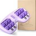 Foot Massager Roller for Plantar Fasciitis Relief, Dual Foot Acupressure Therapy for Pain Relief, Stress Relief and Improved Circulation, Portable Reflexology Tool for Home and Office Use, Purple