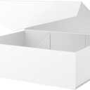 PACKHOME 17x14.5x5.5 Inches, Extra Large Gift Box with Lid, Magnetic Closure Box for Clothes and Large Gifts (Matte White with Grain Texture)