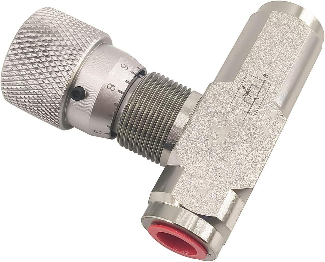 1/2" NPT Straight Flow Control Needle Valve for Hydraulic System, Heavy-Duty Carbon Steel Pressure Connection Fittings with Adjustable Variable Knob (4 inches width x 4 inches length x 2 inches height)