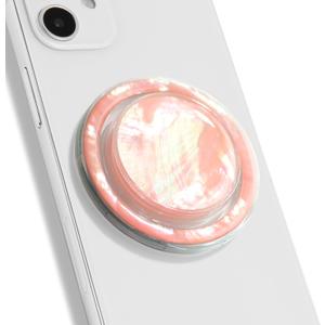 OnTheGrip Cute Natural Seashell Design Round Shape Collapsible Mobile Phone Grip Stand Holder for Smartphone Tablet Cell Phone Accessory (Peach)