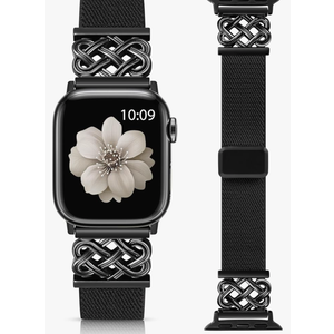 Minyee Magnetic Stretchy Band Compatible with Apple Watch Bands 38/40/41/42/44/45/46/49mm Women Men, Celtic Knot Soft Elastic Nylon Fabric Strap for iWatch Series 11 10 9 8 7 6 5 4 SE/Ultra 3 2 1