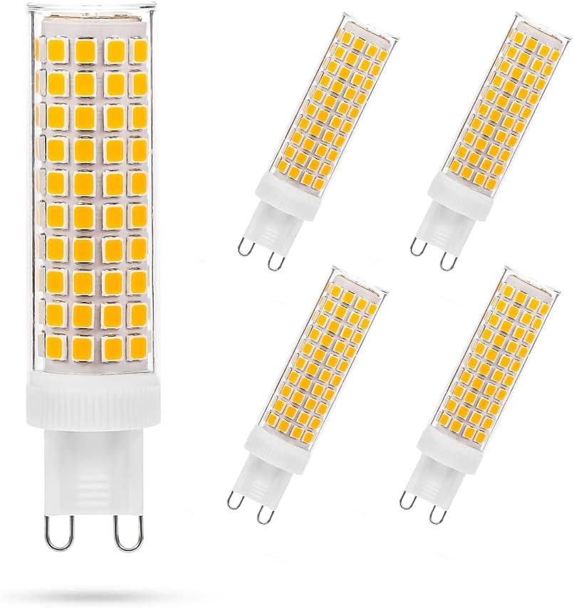 G9 LED Bulb 10W, 100W G9 Halogen Bulb Equivalent, 1200LM, AC 100V-265V, Warm White 3000K, Non-Dimmable G9 Bulbs for Home Lighting,5-Pack