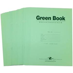 ROARING SPRING Recycled Green Exam Book, 8 Sheets/16 Pages, 11" x 8.5", Wide Ruled with Margin, Pack of 50