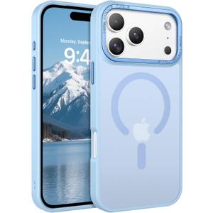 GaoBao Magnetic for iPhone 17 Pro Case [Compatible with Mag-Safe] [Translucent Matte] 16FT Military Grade Drop Protection Slim Shockproof Protective Cases for iPhone 17 Pro 6.3", Light Blue