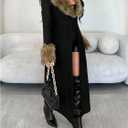 SOLY HUX Women's Open Front Long Cardigan Sweaters Fuzzy Long Sleeve Fall Winter Outerwear Coat (Black, XS)