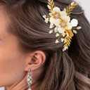 JAKAWIN Gold Hair Clip Gold Flower Wedding Hair Piece Crystal Bridal Hair Accessories for Women