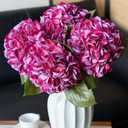 4pcs 22.4'' Realistic Large Artificial Hydrangea Flowers with Long Stem, Rose Red Lifelike Latex Real Touch Flowers for Home Decor Wedding Arrangements Party Living Room Bouquets Centerpieces