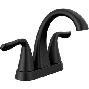 Delta Faucet Arvo Matte Black Bathroom Faucet, Centerset Bathroom Faucet Black, Bathroom Sink Faucet, Drain Assembly Included, Matte Black 25840LF-BL