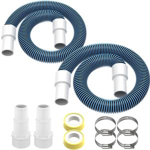 Pool Filter Hose Replacement Kit, 1.5" 3 Foot Heavy Duty Above Ground Pool Hose Compatible with Intex Pool Filter Pumps (4 Clamps+2 Adapters+2 Tapes)