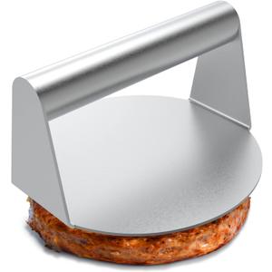 Stainless Steel Burger Press, 5.5 Inch Round Smasher, Non-Stick Smooth Hamburger Press Flat Bottom Without Ridges, Bacon Grill Perfect for Top Griddle Cooking