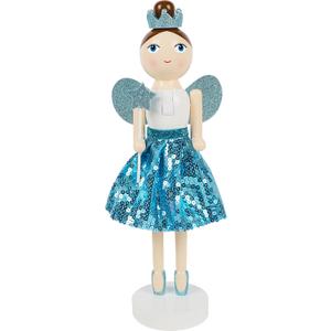 Joliyoou 12 Inch Christmas Wooden Nutcracker, Blue Fairy Nutcracker Holding A Star Wand Mantel Figurine, Xmas Nutcracker Tabletop Centerpieces Festival Shelves Decor