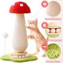 Mushroom Cat Scratching Post Cat Tree, 21.5‘’ H Cute Cat Scratcher Tower with Durable Solid Wood Turntable Toy, Mushroom Scratch Post Cat Sisal Scratcher with Catnip for Indoor Adult Cats