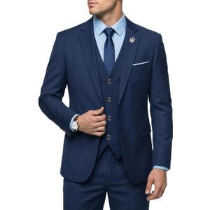 Hihawk Men's 3 Piece Suit Set with Tie, One Button Solid Slim Fit Jacket Vest & Pants, Suits for Mens Wedding Party Business (XX-Large, Deep Blue)