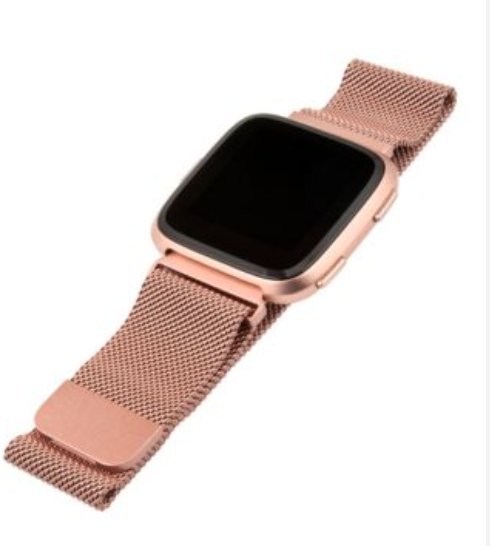 STAINLESS STEEL MESH BAND FOR USE WITH FITBIT VERSA ROSE GOLD - New