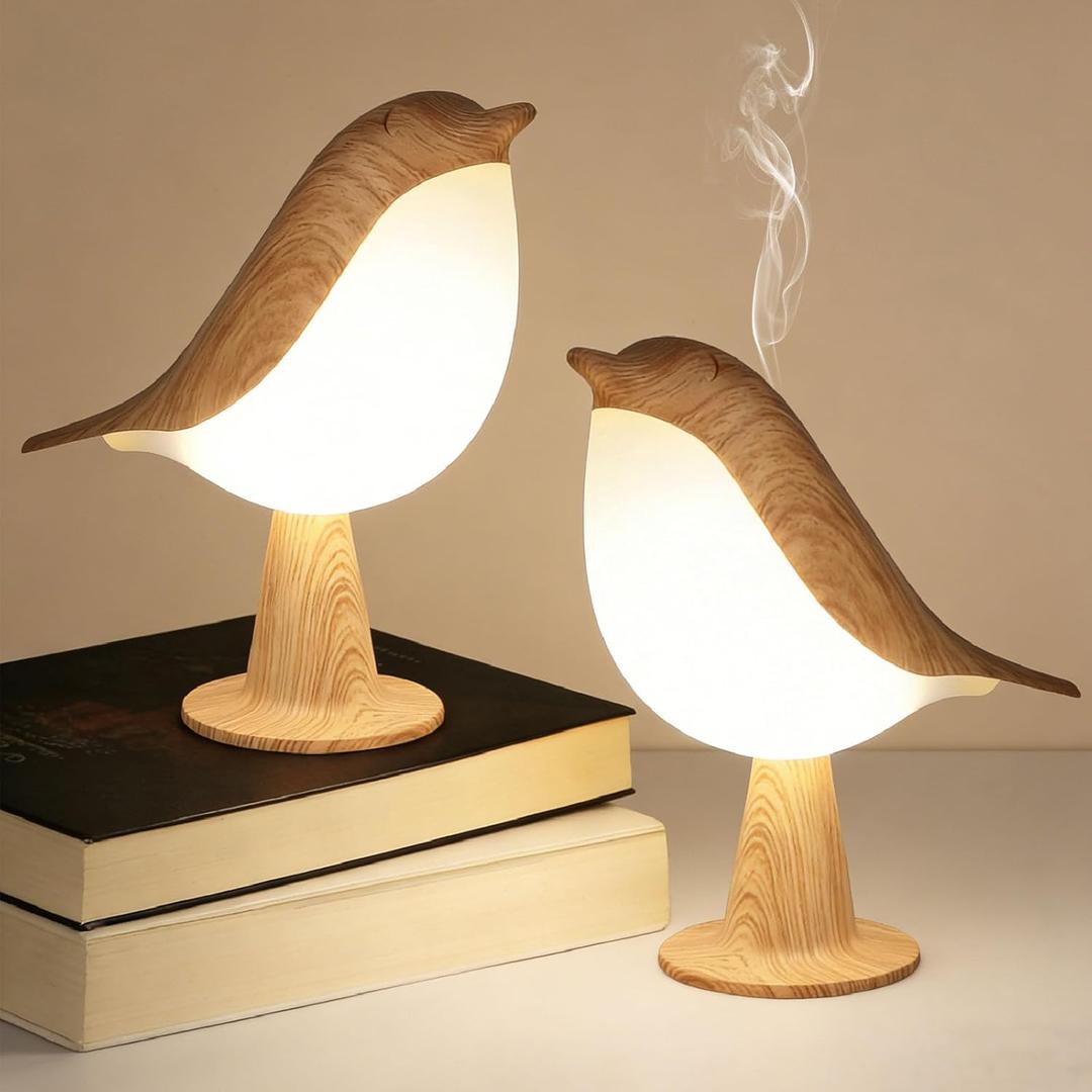 VoMii Bird Desk Lamp Set of 2, Small Table Lamp Cordless Touch Dimmable Night Light with 3 Color Temperature, Rechargeable Decorative Lamps for Bedroom Bedside Nightstand, Desk Decor, Bird Gifts