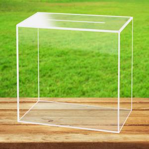 Fowecelt Clear Acrylic Wedding Card Box, Large DIY Card Box Blank No Print for Wedding Reception, Graduation Party, Bridal Shower, Keepsake Party Favor, Cosmetic Home Decor (10 x10 x 5.5 Inch)