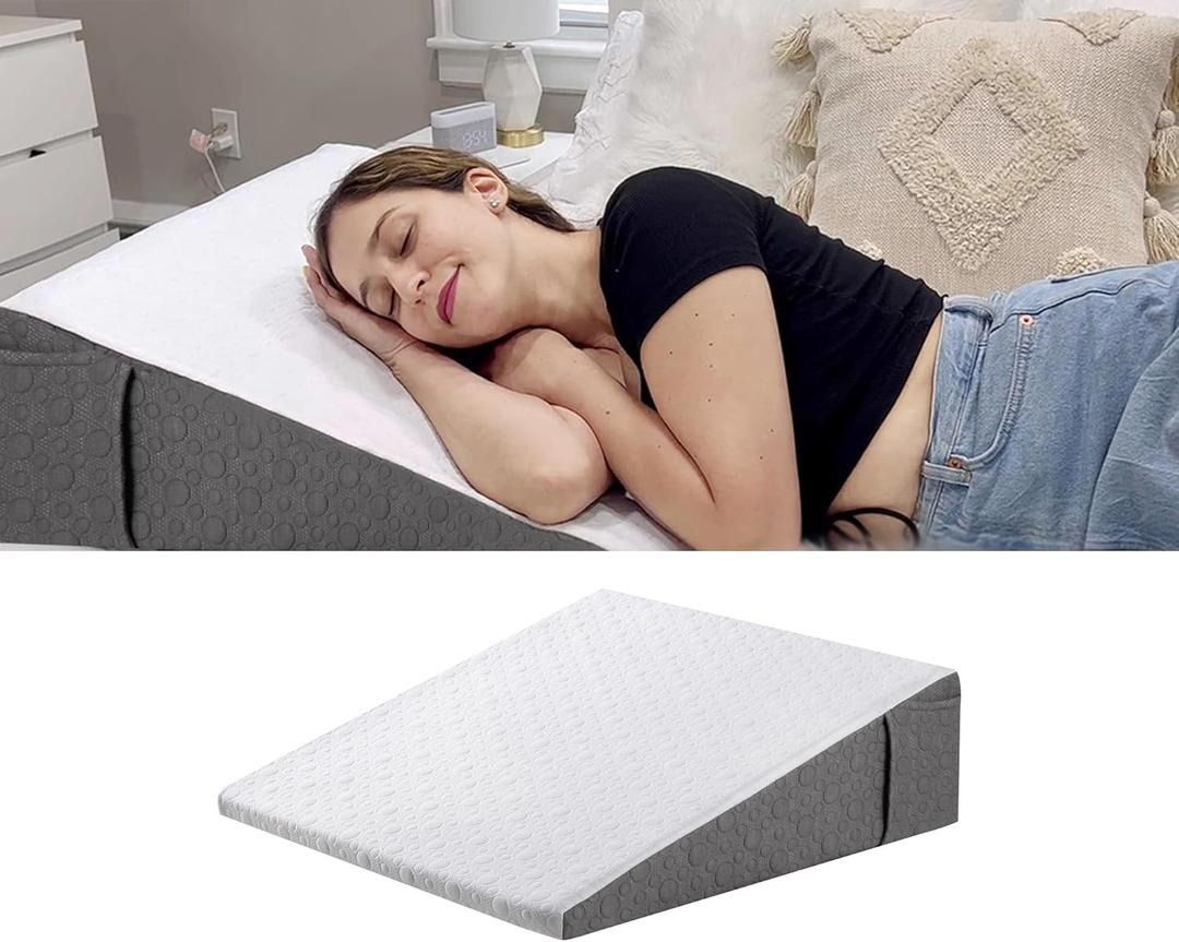 LOSKIA 7.5" Wedge Pillow for Acid Reflux Relief/ Seniors, Wedge for Bed to Elevate Head, Acid Reflux Pillow, with Memory Foam Top Bed Wedge Pillow for Sleeping, Reading, Rest, Leg Elevation