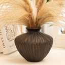Small Black Ceramic Vase 6 Inch Handmade Sculptural Decor with Hand-Painted Gold Detailing Organic Accent Flower Vase for Shelf, Entryway or Table Modern Minimalist Home Decoration