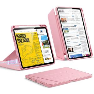 ESR for iPad Air 11 Inch Case M4/M3/M2 (2026/2025/2024), iPad Air 5th/4th Gen Case (2022/2020), Vertical Stand Cover, Multi Stand Angles, Ultra-Stable Cover with Pencil Holder, Flip Series, Pink