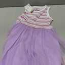 HILEELANG Girls Tulle Dress Lavender Sleeveless Ribbed Stripe Top Spring Summer Toddler Little Girls, 5T