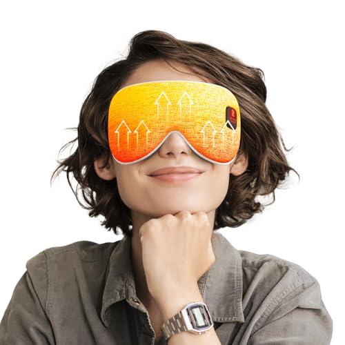 Rythboom Heated Eye Masks for Dry Eyes, Eye Relief, Cordless Warm Eye Compress, 3 Heat Levels, Graphene Material, 15 Uses, 1500mAh Rechargeable Battery, Washable Eye Heating Pad for Sleeping, Travel