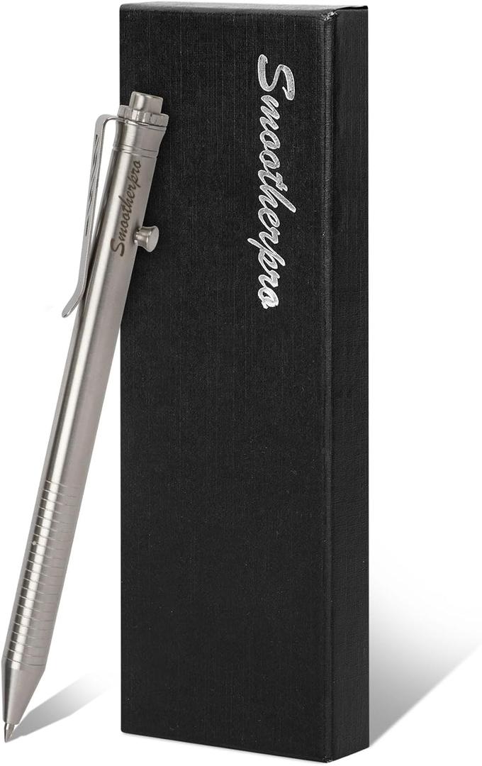 SMOOTHERPRO Bolt Action Pen, Stainless Steel Ballpoint Pen Compatible with Pilot G2 Refill, EDC Pen for Writing, Left-Handed Friendly, Natural (TC142NA)