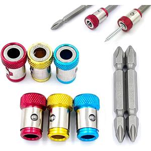 6 Pieces Magnetic Screw Ring With 2 Pieces Ph2 Screwdriver Bit Set,Magnetizer Screw Removable For 1/4 Inch/6.35mm Hex Screwdriver and Power Bits (MIX)