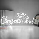 Congrats Grad Neon Sign 25.31x 9.64Inch large Graduation Neon Sign for Backdrop Grad Led Sign Graduation Light Up signs Neon Light With Graduation Cap Scroll for Class Of 2026 Party Celebrations