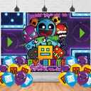 Geometry Aesthetic Dash Birthday Party Backdrop,Geometry Aesthetic Dash Party Decoration,Cartoon Game Birthday Banner Shoot Photo Backgrounds Props for Boys and Girls Party 5x3ft