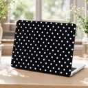 Voidborne Compatible with MacBook Neo 13 inch Case 2026 Release Model A3404 with A18 Pro Chip,White Polka Dots Design Leather Plastic Hard Shell Protective Case for Neo 13 inch + Keyboard Cover,Black