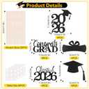 4 x Graduation Decorations 2026, 20 PCS Sparkling Black Double-Sided Centerpiece Sticks for Tables, Class of 2026 Table Toppers and Party Supplies