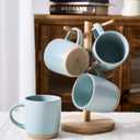 famiware Coffee Mugs Set of 6, Milkyway 13 oz Mug Set, Ceramic Cup Set with Handle for Coffee, Tea, Cocoa, Milk, Light Blue