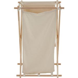 Household Essentials 6785-1 Collapsible Wood X-Frame Laundry Hamper with Fold Over Lid, Single