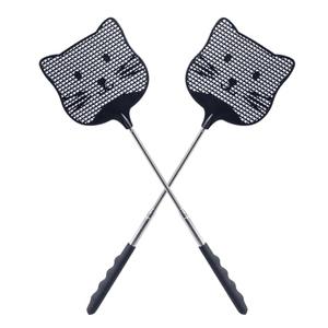 Staruby 2 Pack Extendable Fly Swatter, 25 inch Long Handle Flyswatters, Plastic Heavy Duty Fly Swatters Manual for Indoors Patio Garden and Outdoors Black