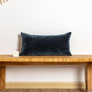 JoraLion Chenille Lumbar Pillow Covers 12x24 inch, Dark Blue Decorative Pillow Covers, Farmhouse Solid Dyed Soft Chenille Cushion Case for Couch Sofa Bed Living Room, Pack of 1(Cover ONLY)