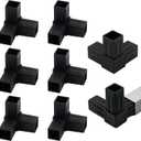 8 PCS 1''/25mm Plastic Square Tube Connector, 3-Way Side Outlet Elbow 90 Degree L-Shaped Pipe Fitting, Suitable for OD 25mm/1'' Square Tube, Corner Joint Connector for Shelf, Fence, Handrails (Black)